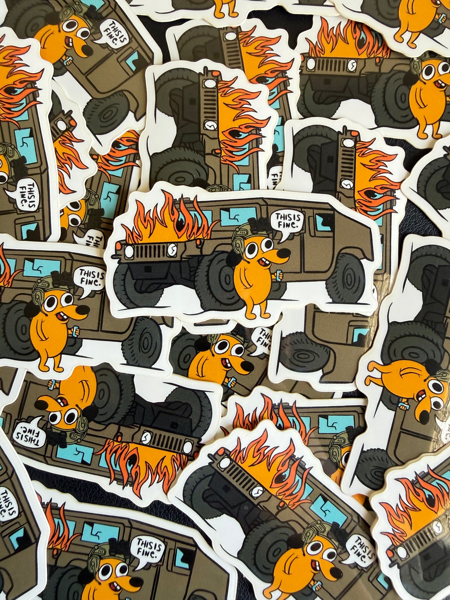This Is Fine Humvee Sticker